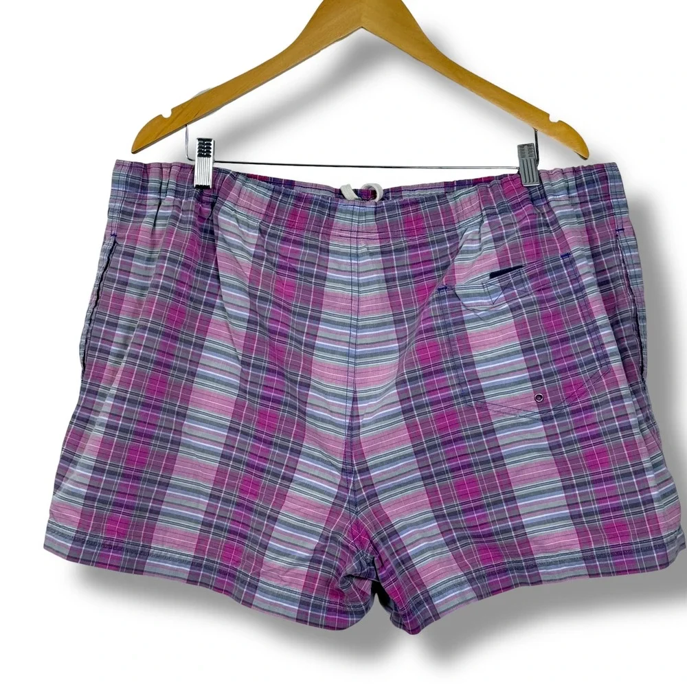 Polo Sport Swim Trunks Men XXL Pink‎ Plaid Vintage 90s Ralph Lauren Board Shorts